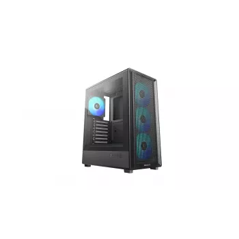 Deepcool CC550 4F Mid Tower korpusas, 4x 120mm LED ventiliatoriai, grūdintas stiklas, juoda