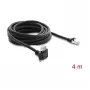 Delock 4m GigE kameros kabelis Cat.6 S/FTP RJ45 90° kampuotas prisukamas užraktas į RJ45 tiesų - juodas