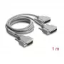 Delock adapteris Y-kabelis Serial RS-232 LFH D-Sub HD 60 kontaktų kištukas į 2x D-Sub 25 kontaktų kištukas, 1 m, pilkas
