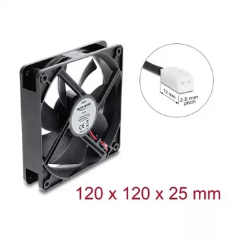 Delock ašinis ventiliatorius 48 V DC 120 x 120 x 25 mm 2 kontaktų jungtis juodas