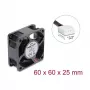 Delock ašinis ventiliatorius 48 V DC, 60 x 60 x 25 mm su 4 kontaktų PWM jungtimi, juodas