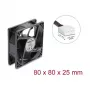 Delock ašinis ventiliatorius 48 V DC, 80 x 80 x 25 mm su 4 kontaktų PWM jungtimi, juodas
