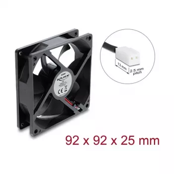 Delock ašinis ventiliatorius 48 V DC, 92 x 92 x 25 mm su 2 kontaktų jungtimi, juodas