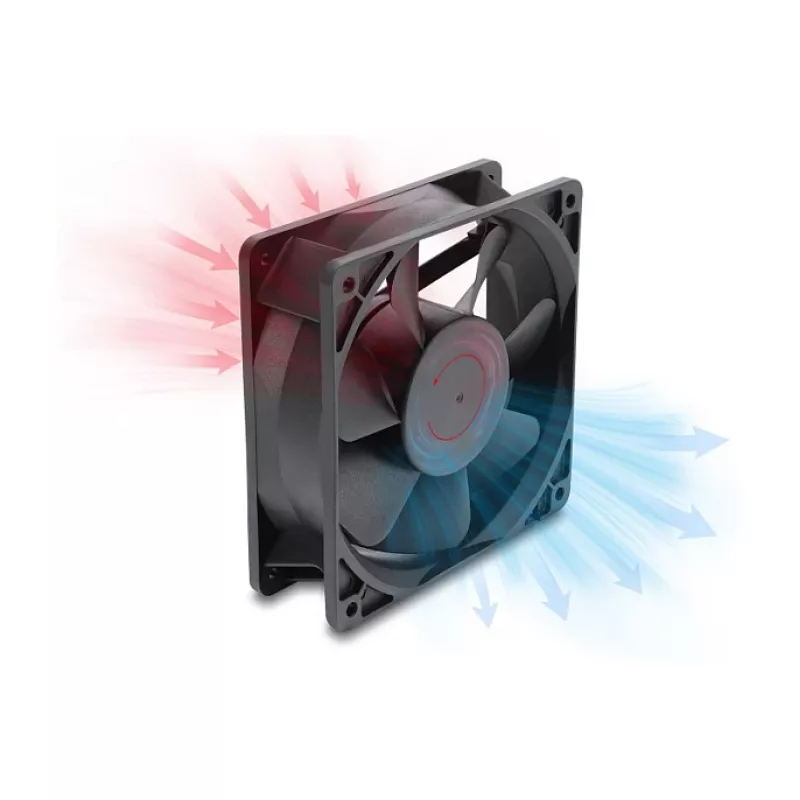 Delock ašinis ventiliatorius 48V DC, 120x120x38mm, 4 kontaktų PWM, rutulinis guolis, 3000 RPM, 170 m³/h, juodas