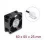 Delock Ašinis ventiliatorius 48V DC 60x60x25mm su 2 kontaktų jungtimi Black