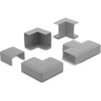 Delock kabelių kanalo jungtis 40 x 19 mm latakui, 5 dalių rinkinys, pilka 22110