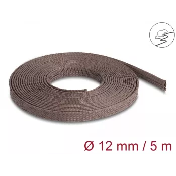 Delock kabelių valdymo įvorė, 12 mm, pinta, atspari graužikams, tamprėjanti, 5 m, ruda