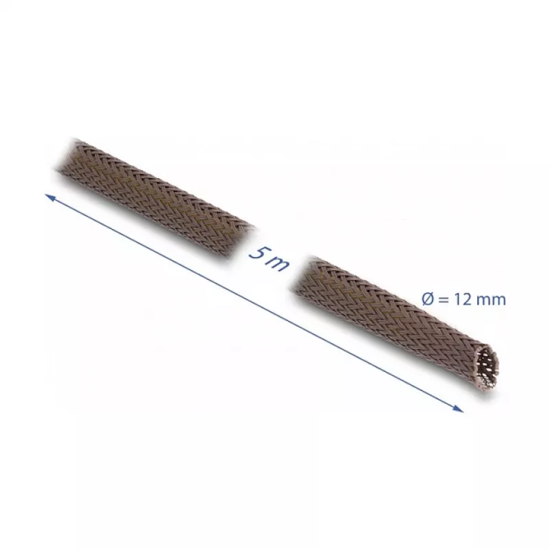 Delock kabelių valdymo įvorė, 12 mm, pinta, atspari graužikams, tamprėjanti, 5 m, ruda