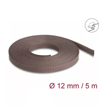 Delock kabelių valdymo įvorė, 12 mm, pinta, atspari graužikams, tamprėjanti, 5 m, ruda