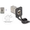 Delock D tipo RJ45 skydelio montavimo lizdas Cat.6A STP su LSA prijungimu ir IP66 apsauginiu dangteliu