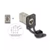 Delock D tipo RJ45 skydelio montavimo lizdas Cat.6A STP su LSA prijungimu ir IP66 apsauginiu dangteliu