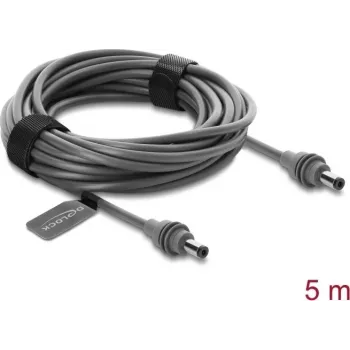 Delock DC 5,5 x 2,1 mm į DC 5,5 x 2,1 mm kabelis, suderinamas su Starlink Mini, 5 m, pilkas (91825)
