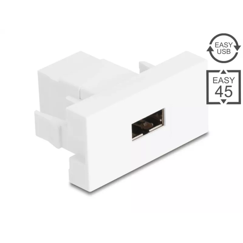 Delock Easy 45 modulis EASY-USB 2.0 Type-A moteriškas į EASY-USB Type-A moteriškas baltas 90866