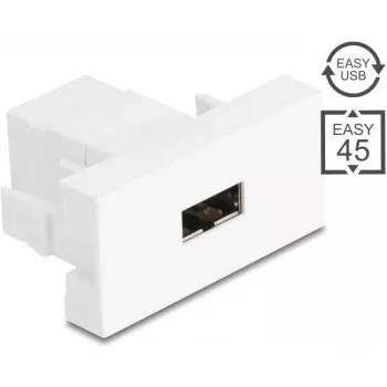 Delock Easy 45 modulis EASY-USB 2.0 Type-A moteriškas į EASY-USB Type-A moteriškas baltas 90866