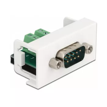 Delock Easy 45 įsmaigomasis modulis D-Sub 9 kontaktų kištukas į 10 kontaktų gnybtų bloką, baltas RAL 9003 81351