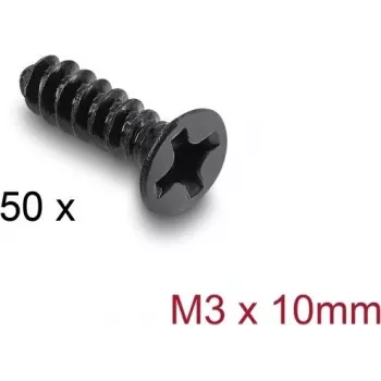Delock ventiliatorių varžtų rinkinys M3 x 10 mm, 50 vienetų, juodas 60986