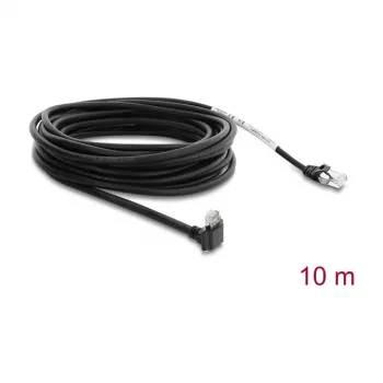 Delock GigE kameros kabelis RJ45 90° kampuotas su varžtais į RJ45 Cat.6 S/FTP 10 m juodas