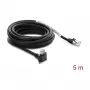 Delock GigE kameros kabelis RJ45 jungtis 90° kampu su varžtais, jungties ilgis 28 mm iki RJ45 jungties Cat.6 S/FTP 5 m juodas