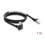 Delock GigE kameros kabelis RJ45 kištukas 90° kampu su varžtais, 28 mm jungties ilgis į RJ45 kištuką Cat.6 S/FTP 1 m juodas