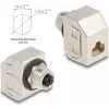 Delock M12 adapteris X-Coded 8 kontaktų moteriškas į RJ45 moterišką Cat.6A STP metalinis 60685