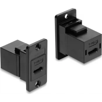 Delock skydelyje montuojamas USB 2.0 Type-C moteriškas-moteriškas kabelis, juodas, 0,3 m, 480 Mbps, dvigubai ekranuotas 91926