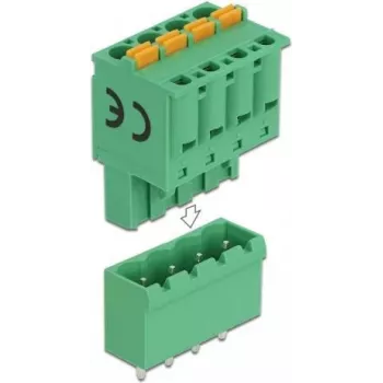 Delock PCB gnybtų blokų rinkinys 4 kontaktų 5,08 mm žingsniu vertikalus (66501)