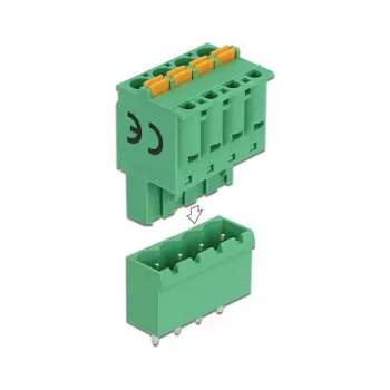Delock PCB gnybtų blokų rinkinys 4 kontaktų 5,08 mm žingsniu vertikalus (66501)