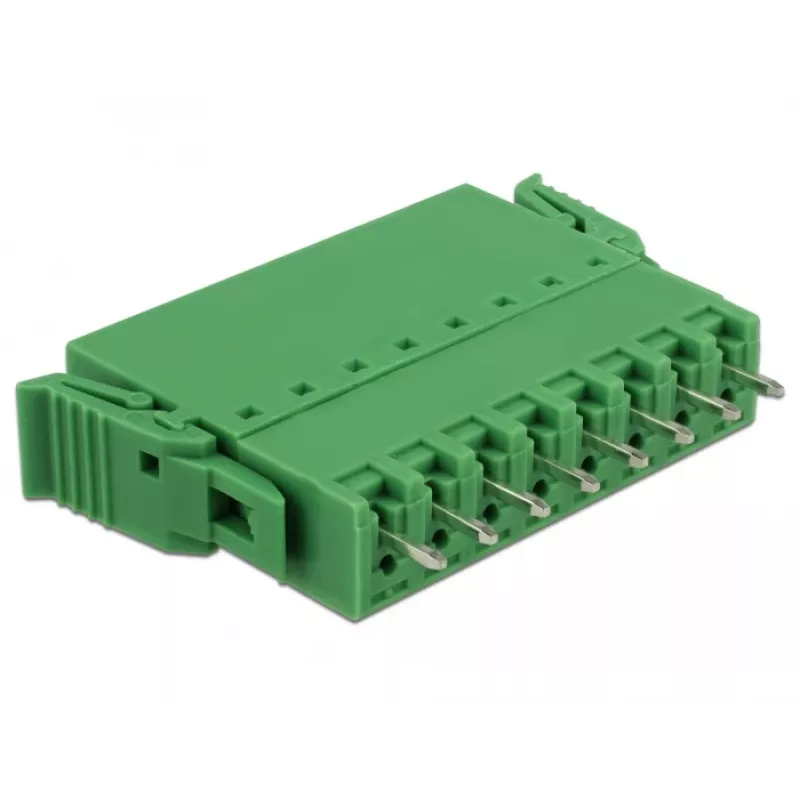 Delock PCB gnybtų blokų rinkinys 8 kontaktų 3,81 mm žingsnis vertikalus žalias (10 vienetų) 65974