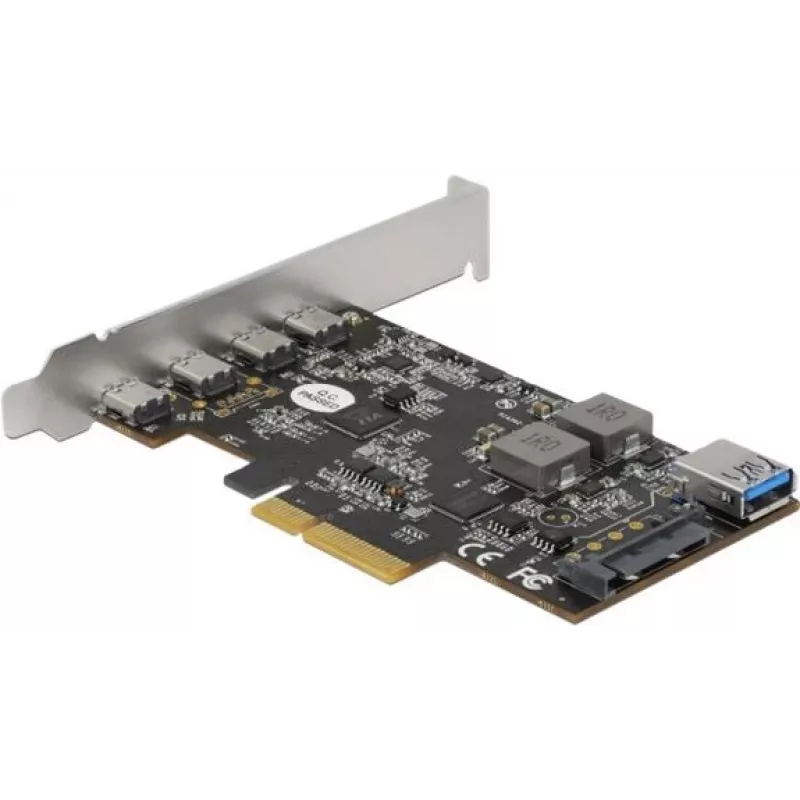 Delock PCI Express x4 plokštė su 4 x USB Type-C + 1 x USB Type-A - SuperSpeed USB 10 Gbps - Low Profile formatas, USB valdiklis