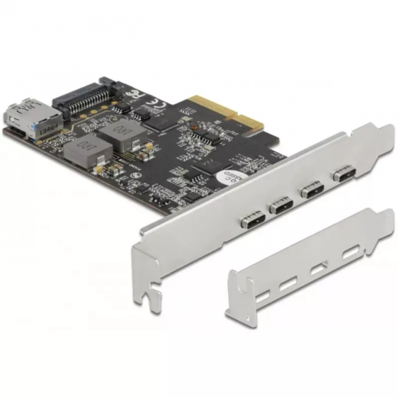 Delock PCI Express x4 plokštė su 4 x USB Type-C + 1 x USB Type-A - SuperSpeed USB 10 Gbps - Low Profile formatas, USB valdiklis