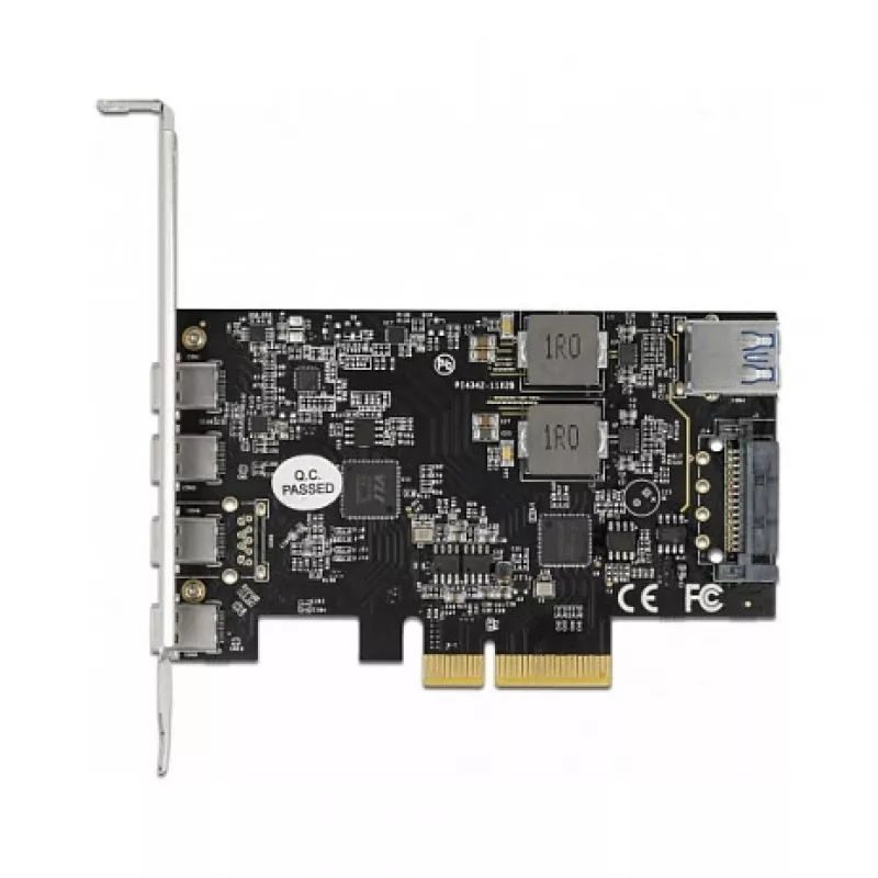 Delock PCI Express x4 plokštė su 4 x USB Type-C + 1 x USB Type-A - SuperSpeed USB 10 Gbps - Low Profile formatas, USB valdiklis