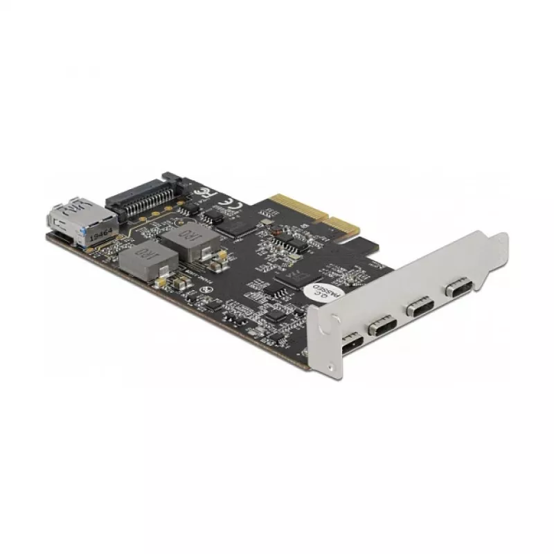 Delock PCI Express x4 plokštė su 4 x USB Type-C + 1 x USB Type-A - SuperSpeed USB 10 Gbps - Low Profile formatas, USB valdiklis
