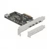 Delock PCI Express x4 plokštė su 4 x USB Type-C + 1 x USB Type-A - SuperSpeed USB 10 Gbps - Low Profile formatas, USB valdiklis