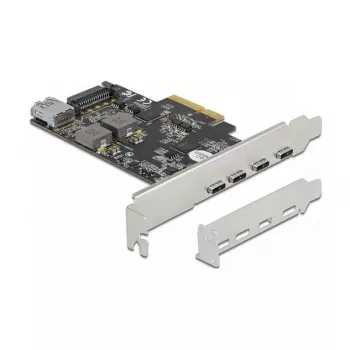 Delock PCI Express x4 plokštė su 4 x USB Type-C + 1 x USB Type-A - SuperSpeed USB 10 Gbps - Low Profile formatas, USB valdiklis
