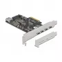 Delock PCI Express x4 plokštė su 4 x USB Type-C + 1 x USB Type-A - SuperSpeed USB 10 Gbps - Low Profile formatas, USB valdiklis