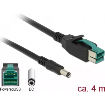 Delock maitinimo USB kabelis - USB PlusPower (12V) vyriškas į DC 2,1/5,5mm vyrišką - 12V - 4m - juodas
