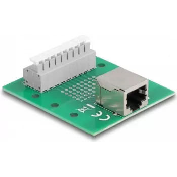 Delock RJ45 lizdas į gnybtų bloką su mygtuku DIN bėgiui 66992