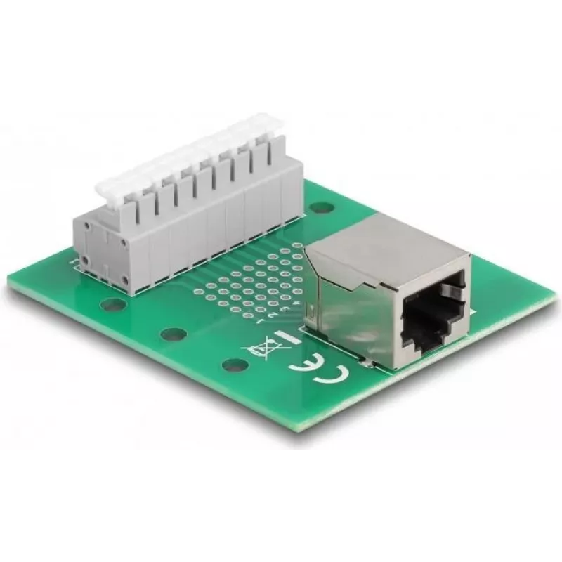 Delock RJ45 lizdas į gnybtų bloką su mygtuku DIN bėgiui 66992