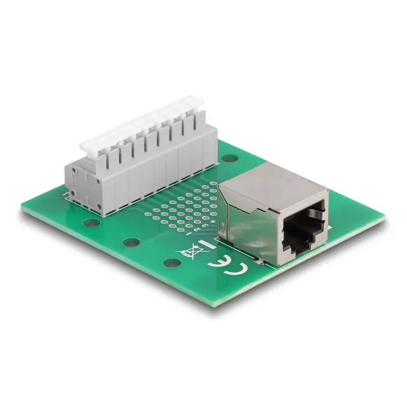 Delock RJ45 lizdas į gnybtų bloką su mygtuku DIN bėgiui 66992