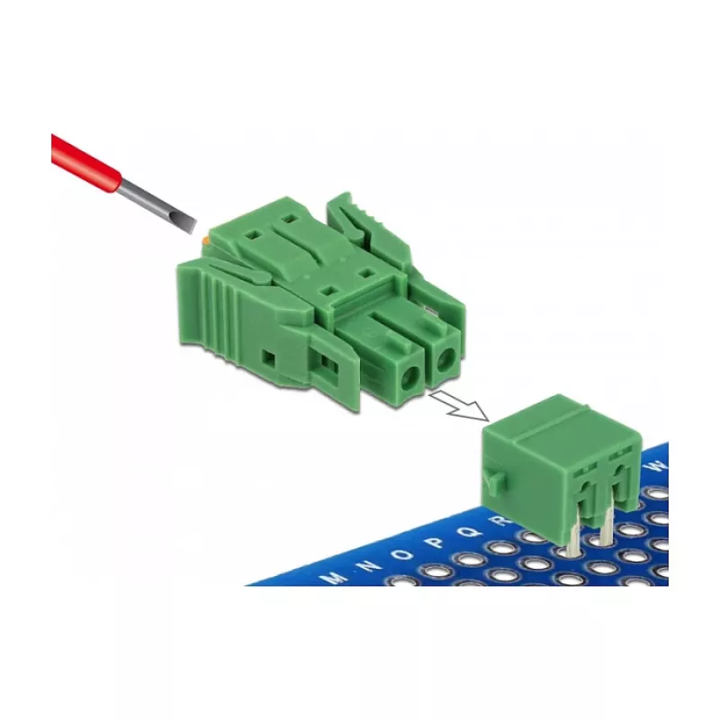 Delock gnybtų blokų rinkinys PCB 2 kontaktų 3,81 mm žingsniu horizontalus 65952