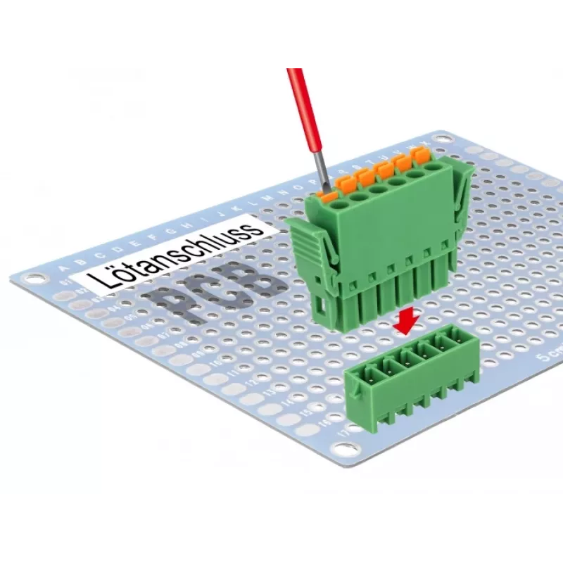 Delock gnybtų blokų rinkinys PCB 6 kontaktų 3,81 mm žingsniu vertikalus (65972)