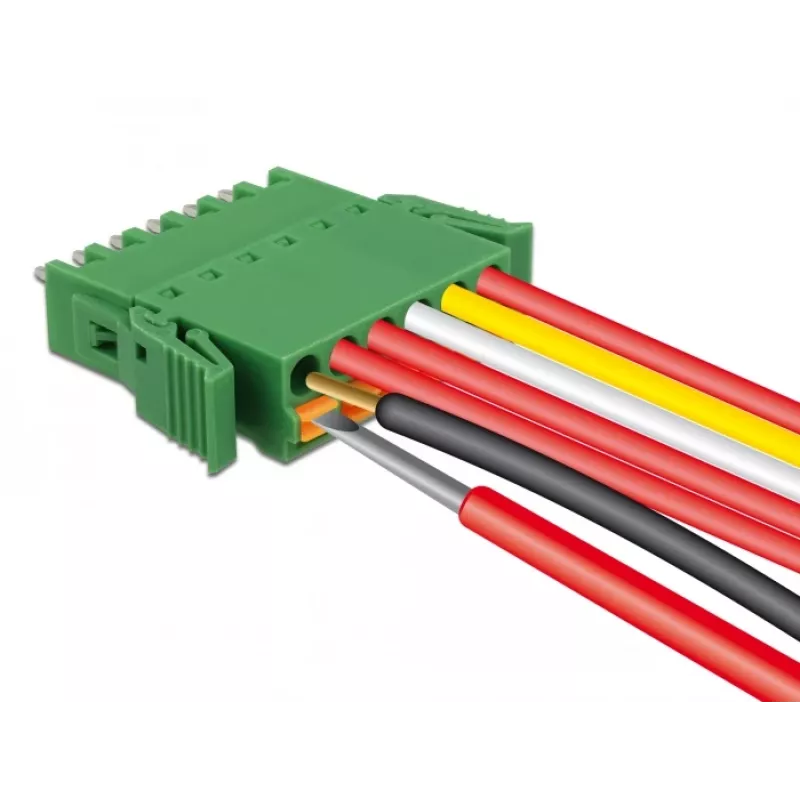 Delock gnybtų blokų rinkinys PCB 6 kontaktų 3,81 mm žingsniu vertikalus (65972)