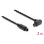 Delock TOSLINK laidas, 90° kampu lenktas į tiesų jungtį, 4 mm skersmuo, 2 m, juodas