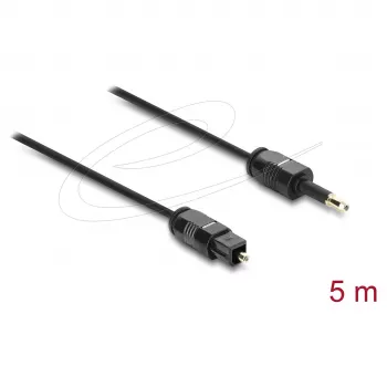 Delock TOSLINK laidas Mini TOSLINK 3,5 mm vyriškas į TOSLINK vyrišką, Ø 2,2 mm, 5 m, juodas