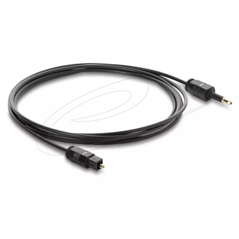 Delock TOSLINK laidas Mini TOSLINK 3,5 mm kištukas į TOSLINK kištuką, Ø 2,2 mm, 1,5 m, juodas