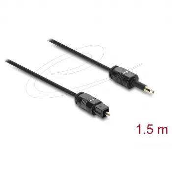 Delock TOSLINK laidas Mini TOSLINK 3,5 mm kištukas į TOSLINK kištuką, Ø 2,2 mm, 1,5 m, juodas