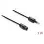 Delock TOSLINK laidas Mini TOSLINK 3,5 mm kištukas į TOSLINK kištuką, Ø 2,2 mm, 3 m, juodas