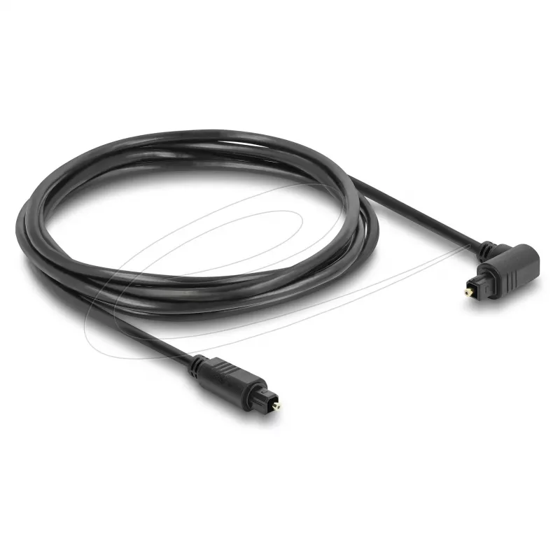 Delock TOSLINK skaitmeninis optinis garso kabelis, 90° kampu į tiesų, 1,5 m, 4 mm, juodas
