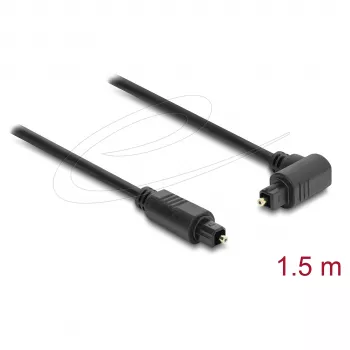 Delock TOSLINK skaitmeninis optinis garso kabelis, 90° kampu į tiesų, 1,5 m, 4 mm, juodas
