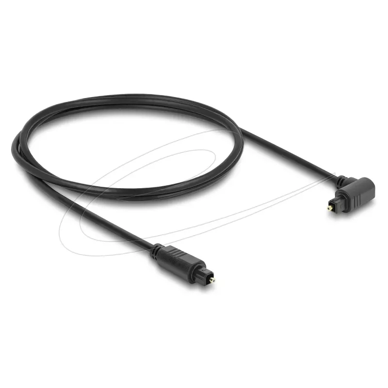 Delock TOSLINK optinis garso kabelis 1m - 90° kampu į tiesų - 4mm - juodas